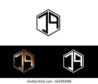 JQ initial letters linked with hexagon shape logo

