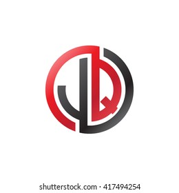 JQ initial letters looping linked circle logo black red
