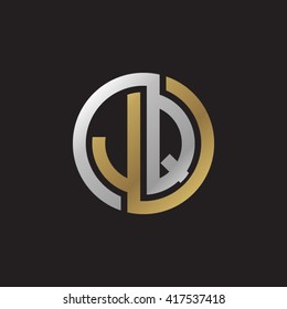 JQ initial letters looping linked circle elegant logo golden silver black background