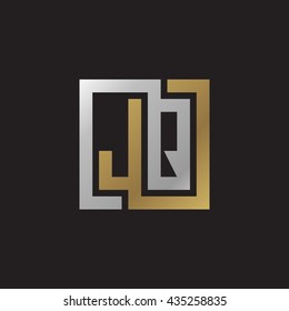 JQ initial letters looping linked square elegant logo golden silver black background