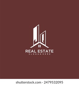 JQ initial monogram building and roof logo for real estate
