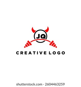 JQ initial monogram for fitnes or gym logo with devil style design