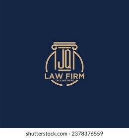 JQ initial monogram for law firm with creative circle line