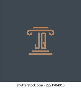 Monograma inicial de JQ para el logo de la firma de abogados con diseño de hitos