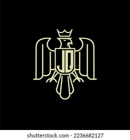 JQ initial monogram logo for eagle  crown image vector design
