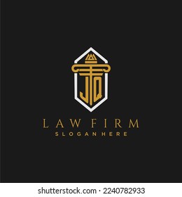 JQ initial monogram logo for lawfirm with pillar in creative polygon design