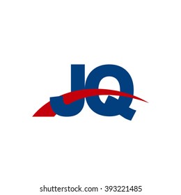 JQ initial overlapping swoosh letter logo blue red