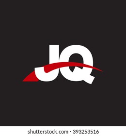 JQ initial overlapping swoosh letter logo white red black background