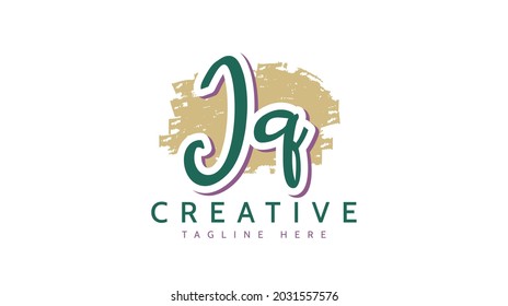 JQ Initials, handwriting logo vector