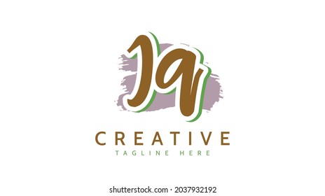 JQ Initials, handwriting logo vector