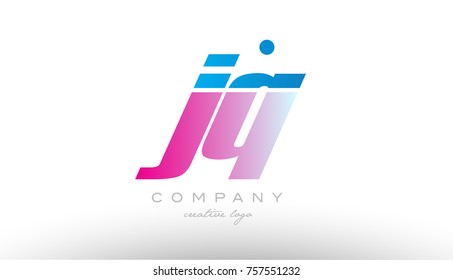 jq j q alphabet letter combination in pink and blue color. Can be used as a logo for a company or business with initials