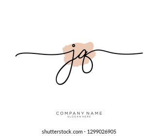 JQ J Q Initial handwriting logo template