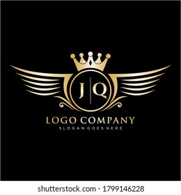 JQ Letter Initial mit Royal Wing Logo Template.