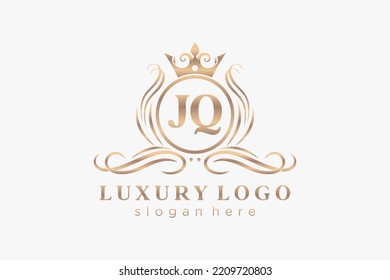 JQ Letter Royal Luxury Logo template in vector art for Restaurant, Royalty, Boutique, Cafe, Hotel, Heraldic, Jewelry, Fashion and other vector illustration.