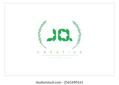 JQ letters eco logo with leaf. Fresh nature and healthy leaf logo design.