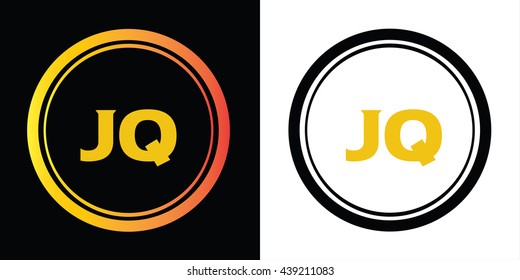 JQ letters icon design template elements in abstract background logo, design identity in circle, alphabet letter