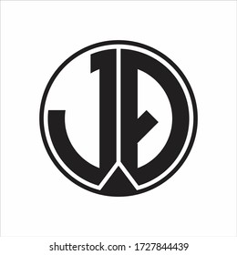 Círculo monográfico del logotipo JQ con estilo de la cinta en el fondo blanco