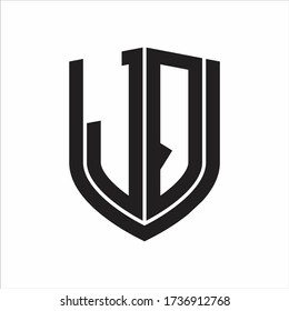 JQ Logo monogram with emblem shield design isolated on white background