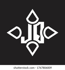JQ Logo monogram with four cone rounded by the shape design template