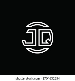 JQ logo monogram with negative space circle rounded design template