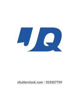 JQ negative space letter logo blue