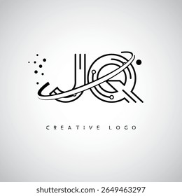 JQ Orbit Monogram Logo - Futuristic Minimal Letter mark with Circular Line Art, Tech-Inspired Dots and Space Motion Concept for Modern Branding Identity (Logotipo de Monograma de Órbita JQ - Marca de Letra Mínima Futurista com Linha de Arte Circular, Pontos Inspirados na Tecnologia e Conceito de Movimento Espacial para Identidade de Marca Moderna)