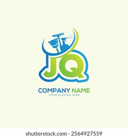 JQ or QJ Letter Local Cleaning vector logo. Cleaning service logo vector