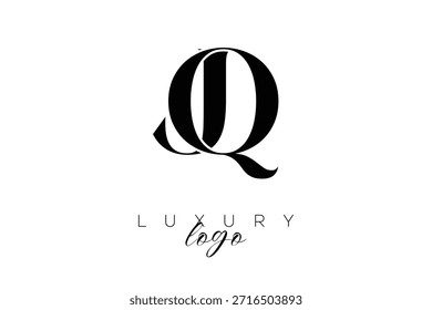 Logotipo de la tipografía del monograma de la letra de JQ Serif para la identidad elegante de la marca de Premium