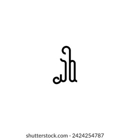 JQ simple curved concept initial logo design black and white background