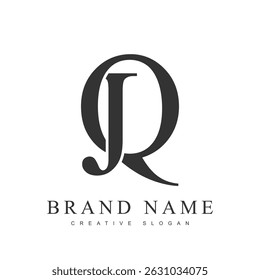 JQ trendy logotype template. Initial letter j and q classic font style. Creative logo for company name or identity. Vector illustration.