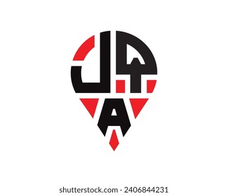 JQA letter location shape logo design