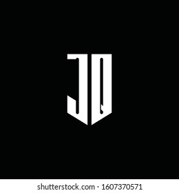 JQlogo monogram with emblem style isolated on black background
