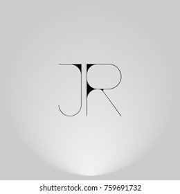 JR Black thin minimalist LOGO Design with Highlight on Gray background.