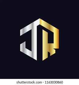 JR Initial letter hexagonal logo vector