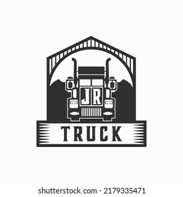 JR Initial Letter Truck Logo Design Simple Stock Vector