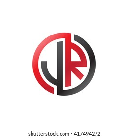 JR initial letters looping linked circle logo black red