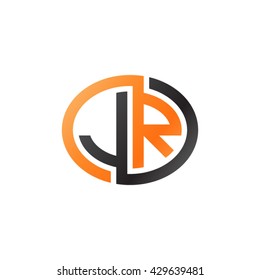 JR initial letters looping linked ellipse logo orange black