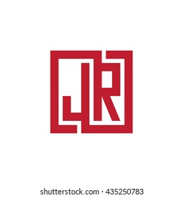 JR initial letters looping linked square logo red