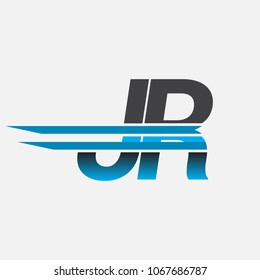 JR initial logo company name colored black and blue, Simple and Modern Logo Design.