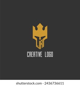 JR initial monogram logo for gaming with creative king spartan image design