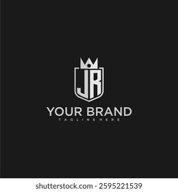 JR initial monogram shield and crown vector image