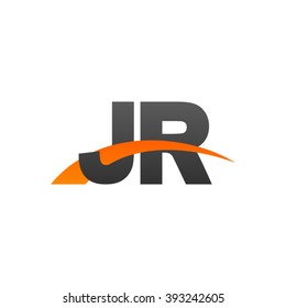 JR initial overlapping swoosh letter logo black orange