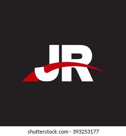 JR initial overlapping swoosh letter logo white red black background