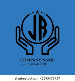 JR initials held within hands, symbolizing trust and protection. The circle represents unity, while stars highlight excellence and ambition.