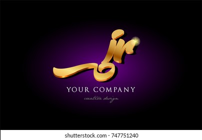 jr  j r alphabet combination letter logo in gold golden 3d metal beautiful typography suitable for banner brochure design