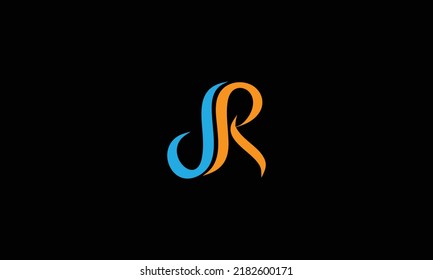JR or J R letter alphabet logo design in vector format.