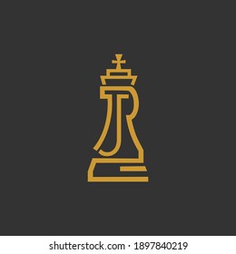 JR king monogram logo design, JR letter monogram forms the king chess piece.