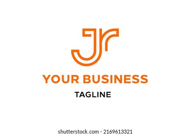 JR letter logo design, monogram, icon, symbol, initial. With orange color scheme, modern look. Perfect for real estate, tech, creative industries, apparel, clothing brand identity etc.