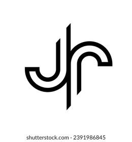 Ilustración del diseño del logotipo del monograma de la carta JR