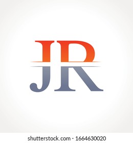 Plantilla vectorial de diseño de tipo de letra JR. Diseño del logotipo de la carta abstracta JR